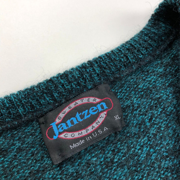 Jantzen VTG XL USA V-Neck Mens Sleeveless Sweater Vest Green MINT - Picture 3 of 6